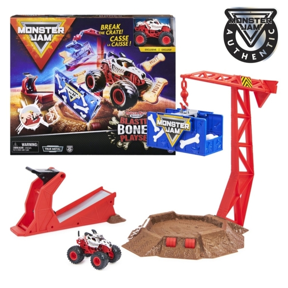 Monster Jam Blasting Bones Playset Includes Monster Mutt Dalmation Truck NIB - Picture 8 of 13